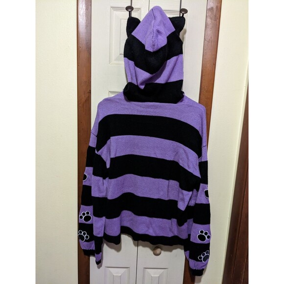 Kiki's Delivery Service Women Purple Black Zipper Jiji Cat Hoodie Jacket Large - Picture 10 of 10